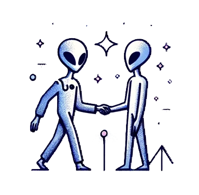aliens shaking hands